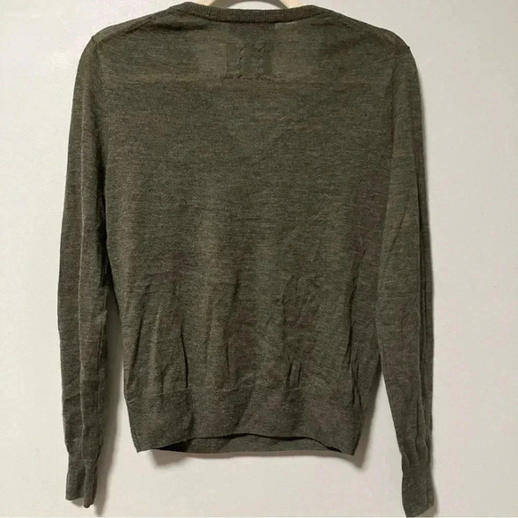 Nili Lotan 100% cashmere army green  v neck sweater - Picture 3 of 6